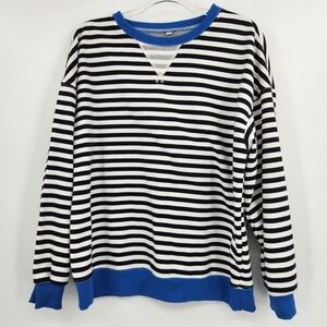 Amazon Classic Striped Oversized Crewneck Sweatshirt Womens Size Medium